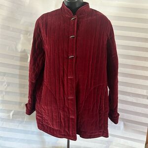 Sun and Sand Burgundy Velour Button Down Velvet Women's Jacket